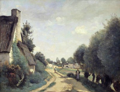 アラスまたはコテージの近くの道、1842年頃 作： Jean Baptiste Camille Corot